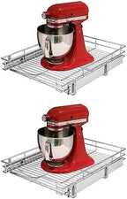 DINDON Pull Out Cabinet Organizer, (20" W x 18" D) Heavy-Duty Metal Sliding Drawer Shelf, Bathroom Under Sink Kitchen Cabinets Organizer and Storage Slide Out Shelves, Chrome, 1 Tier, 2 Pack by DINDON