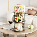 LAMU 10'' Wood Lazy Susan Turntable Organizer for Cabinet, 3 Tier Lazy Susan Spice Rack Organizer for Kitchen, Wood Turntable for Table Top, Countertop, Pantry, Bathroom - Image 6