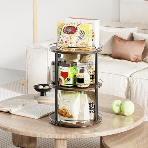 LAMU 10'' Wood Lazy Susan Turntable Organizer for Cabinet, 3 Tier Lazy Susan Spice Rack Organizer for Kitchen, Wood Turntable for Table Top, Countertop, Pantry, Bathroom - Image 6
