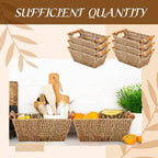 Marsui 6 Pcs Small Hand Woven Wicker Baskets with Wooden Handles, Seagrass Rattan Storage Baskets Bin Organizer Shelf Pantry for Bathroom Storage Towel Kitchen Washroom Gifts Decor, 9" x 6" x 4" - Image 6