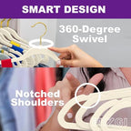 MIZGI Premium Velvet Hangers Pack 50 Pcs Heavyduty - Non Slip Slimline - Velvet Suit Hangers Ivory - Gold Hooks,Space Saving Clothes Hangers … - Image 4
