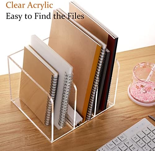 Magazine Holder, Clear Acrylic Magazine Rack, File Organizer for Office Desk, Book Organizer,-One-Piece-3 Vertical spaces,1 pack (B5)…… - Image 4