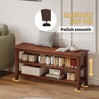 Wood Shoe Bench for Entryway,Bench with Shoe Rack,Storage Shoe Organizer for Hallway,Living Room,Bedroom (Brown, 39.37''W×11.81‘’D×17.71‘’H) - Image 6