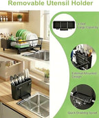 Dish Drying Rack for Kitchen Counter,Stainless Steel Drainers Rack with Detachable Cutlery Holder,Automatic Drainage System,Anti-Rust Dish Strainer Ideal for Families and Home - Image 4