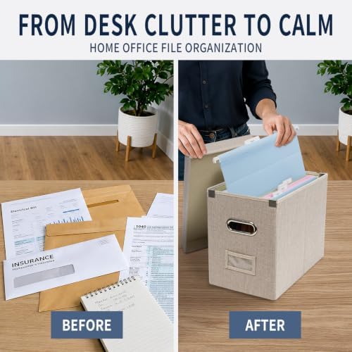 File Organizer Box with 15 Hanging File Folders, Lift-Off Lid - Image 5