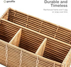 Rattan Desk Organizer – 4-Slot Letter Holder & Mail Organizer Countertop, 12.5"x6"x7.75" Wicker Mail Basket w/Metal Frame for Side Table, Boho Office Decor (White Wash) - Image 4