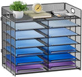 Lavatino 7 Tier Paper Organizer for Desk, Mesh Literature Organizer, Mail File Sorter Tray with Handle, Desktop Mailbox for Office Classroom Home, Black by Lavatino