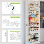 9-Tier Over Door Pantry Rack, Heavy Duty Metal Hanging Storage Organizer for Kitchen, White - Image 2