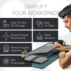 Nordik Felt and Leather Desk Mat - Dual Layer Deep Green 35 x 17 in - Image 5