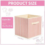 Amyhill 6 Pack Mixed Colors Striped Basics Collapsible Fabric Storage Bins - Image 2