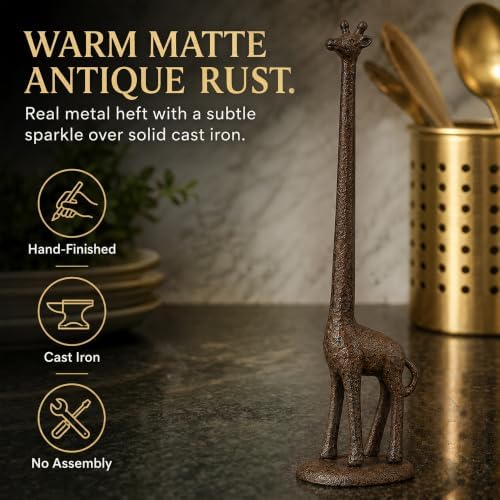 Wallcharmers Rustic Giraffe Paper Towel Holder & Metal Toilet Paper Stand - Image 5