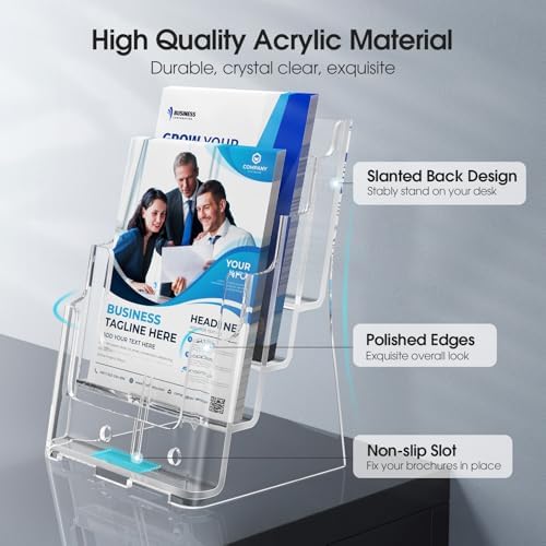 MaxGear 4 Tier Brochure Holder, 8.5 x 11, Removable Divider, 1 Pack - Image 4