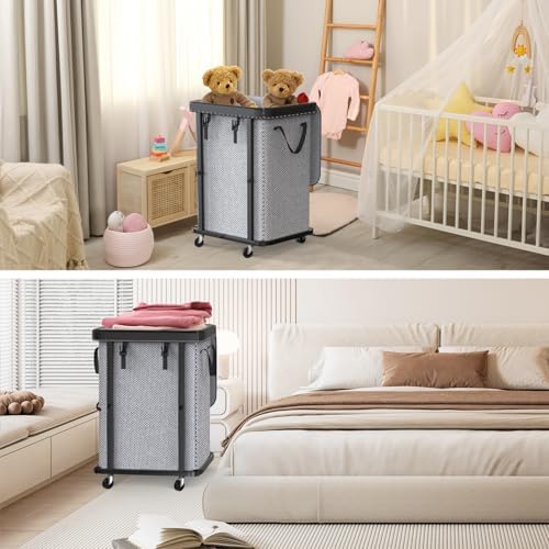 Laundry Basket with Wheels,150L (40 Gal) Rolling Hamper Carts - Gary - Image 7