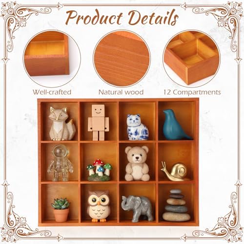 Yookeer 2 Pcs 12-Slot Wood Sorting Tray Grid Display Cabinet - Image 4