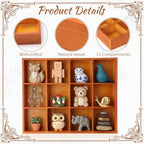 Yookeer 2 Pcs 12-Slot Wood Sorting Tray Grid Display Cabinet - Image 4