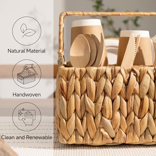 StorageWorks Wicker Silverware Organizer, Utensil Caddy for Parties - Image 4