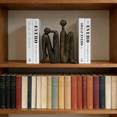 Thinker Decorative Bookends for Shelves, 1 Pair Heavy-Duty Book Ends Holder, Resin Book Stopper for Office Home Living Room Decor - Image 3