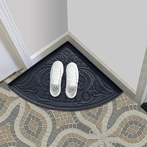 A1HC Heavy Duty Flexible and Durable 100% Rubber Hello Triangle Boot Trays Multi-Purpose for Shoes, Pets, Garden - Mudroom, Entryway, Garage and Scraper Doormat 21.6" X 21.6" - Image 4