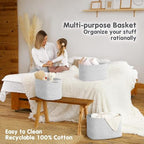 CHAT BLANC Cotton Rope Baskets for Organizing, Shelves, Toys, Storage, Shoe, Bathroom, Laundry, Towel, Nursery, Home Decor, Blanket, Cloth Woven Bins Fabric (Gray7, 15"x10"x9") - Image 5