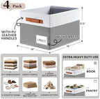Criusia Large Closet Storage Baskets for organizing 4 Pack, Non-Dust-Absorbing Closet Shelf Organizer Bins with Handles & Labels - Decorative Collapsible Baskets for Living Room Bedroom Nursery Dorm - Image 3