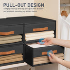 DIMJ Closet Organizers and Storage - Foldable Storage Bins with Drawers Fabric Stackable Storage Drawers with Clear Window,Fabric Clothes Organizers and Storage Drawers for Closet, 4-Pack, Black - Image 5