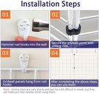 WELLCO Grid Wall Panels, 15.7"x 11.8" Grid Wall for Any Retail Display, Portable and Assembled Wall Grid with Extra Joining Clips and Hooks, 8 Pack, White - Image 7