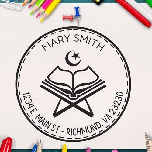 Custom Made Return Address Stamper - Elegant Pre-Inked Portable Stamp for Muslim Community Leaders, Beautiful Words Custom Return Address Stamper, Ideal for Official & Personal Use, 1-5/8 Size by AcornSalesCo