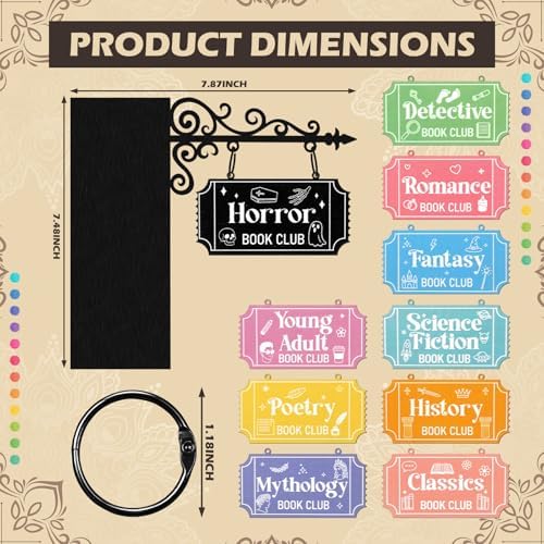 Yalikop 10 Set Book Shelf Dividers Decor, Hanging Shelf Sign with Brackets - Image 2