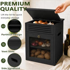 Potato & Onion Storage Bin, Kitchen Counter Storage Cabinet, Black - Image 4