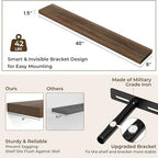 RICHFOCUS Long Floating Shelves for Wall 2Pack, Walnut, 40" Lx8 D - Image 3