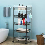 JANE EYRE 5-Tier Rolling Utility Storage Rack Cart on Wheels, Trolley Craft cart, Multi-Purpose Organizer Shelf, Black - Image 2