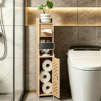 Bathroom Storage Cabinet, Toilet Paper Holder with Shelf (Oak) by lokubond