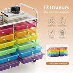 COSTWAY 12-Drawer Rolling Storage Cart, Utility Storage Organizer Cart - Image 4