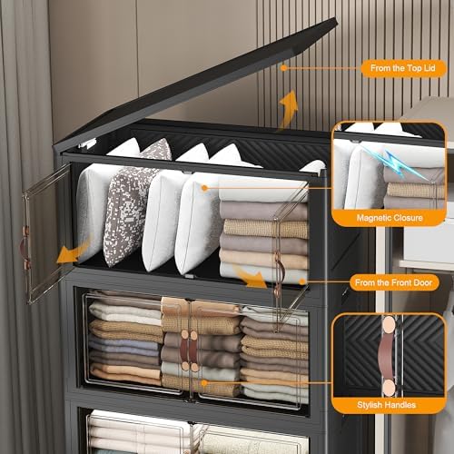 UAMFURI Stackable Storage Bins, 560QT Collapsible Drawers with 1 Lid - Image 5