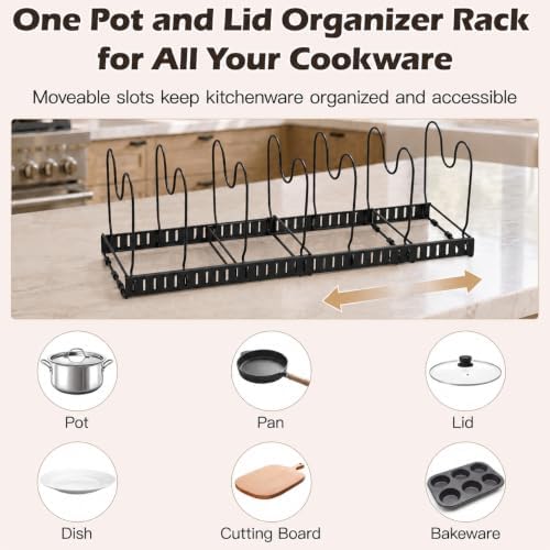 DEWEL 2PCs Expandable Pots and Pans Organizer Under Cabinet (Black) - Image 4