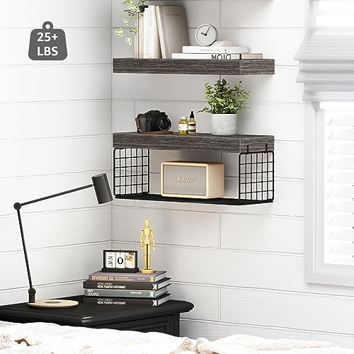 QEEIG Bathroom Shelves Over Toilet Wall Mounted (Grey, Set of 2, 15.7") - Image 4