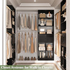 Besiost Closet System, 4-8 FT Closet Organizer Systems with 2 Wooden Drawers and 5 Hanging Rods, Can Fit 60 to 96 inch Walk-in Closet System, Black - Image 6
