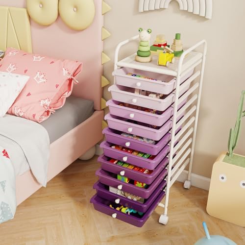 COSTWAY 10-Drawer Rolling Storage Cart, Utility Mobile Trolley - Image 2