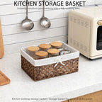 Rectangular Woven Seagrass Storage Bins with Handle,Kingwillow. (water hyacinth, Medium) - Image 6
