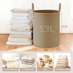 53L Tall Cotton Rope Laundry Basket with Handles, Jute - Image 2
