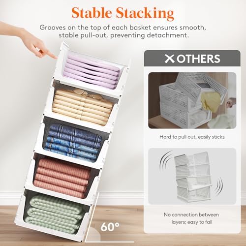 Lifewit 8 Pack Stackable Closet Storage Organizers for Clothes 14" Depth - Image 5