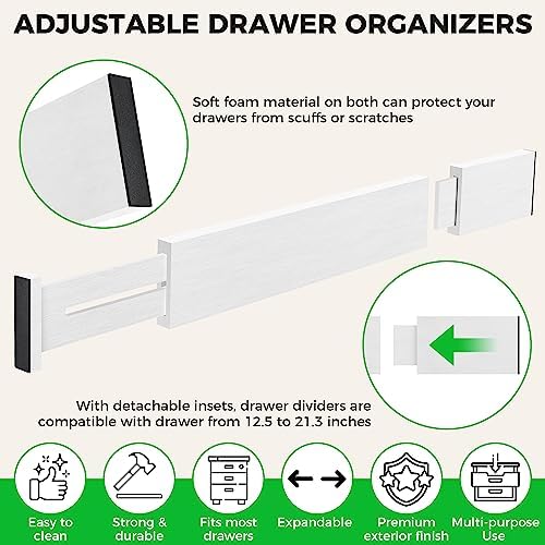 4 Pack Bamboo Drawer Dividers Organizer with Inserts 2.6'' High - Image 3