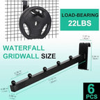 6Pack 12" Gridwall Waterfall Hooks 5 Balls, Gridwall Accessories - Image 2