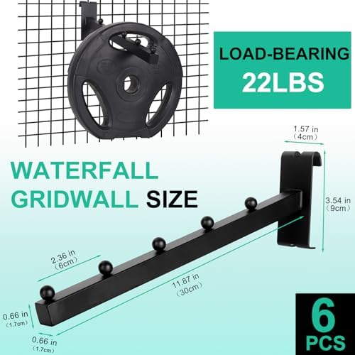 6Pack 12" Gridwall Waterfall Hooks 5 Balls, Gridwall Accessories - Image 2