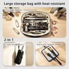 Hair Tools Travel Bag 5-Piece Set with Heat Resistant Mat Insulated Pouch and 2 Cord Straps, Large Fabric Organizer for Hot Brush Curling Iron Flat Iron Hair Dryer, Available in Black - Image 2