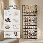 Shoe Rack, 10 Tier Shoe Storage Organizer,Fit 30-35 Pairs Shoes,Metal Tall Shoe Shelf for Closet,Entryway, Hallway,Garage,Bedroom,Cloakroom - Image 6