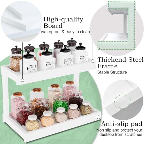MARTY Counter Shelf Organizer, 2 Tier Spice Rack for Countertop, White - Image 6