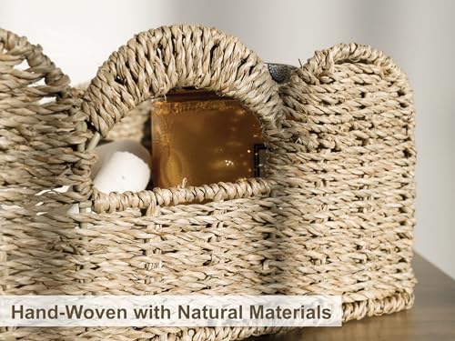 StorageWorks Scalloped Wicker Basket, Hand-woven Rattan Baskets with Built-in Handles, Seagrass Basket for Organizing and Decor, 2 Pack - Image 4