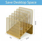 LEKETREE File Organizer for Desk, File Folder Organizer with 5-Section Vertical Rack, Suitable for Home Office Document Organization and Storage(Gold) - Image 3
