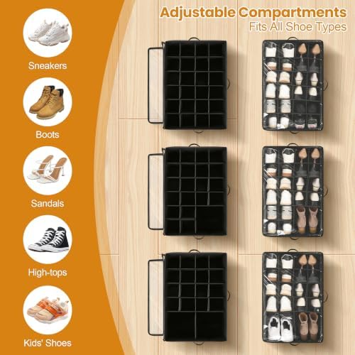 Shoe Organizer for Closet,Foldable Box with Clear Cover,Adjustable dividers - Image 7